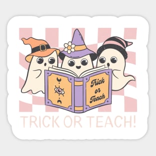 Groovy Halloween Trick or Teach Retro Ghost Teacher Sticker